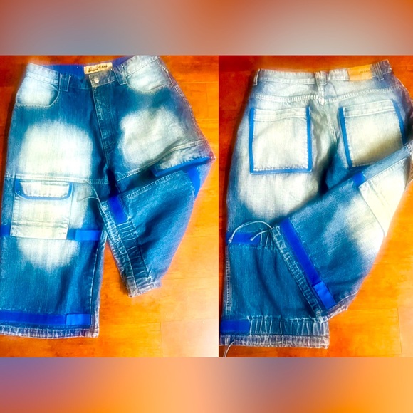 VINTAGE Y2K REGAL JEANS BLUE STRAP  “JORTS” MENS SIZE 36 - Picture 1 of 10